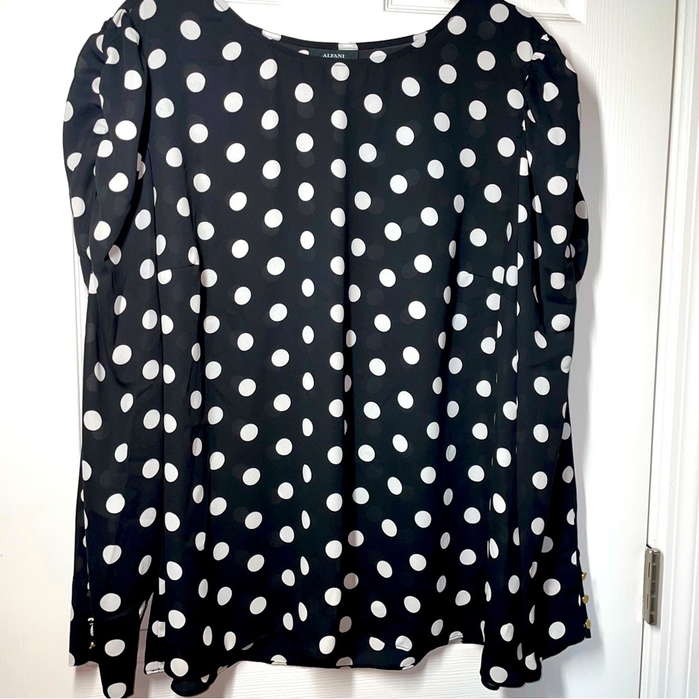 Alfani puffed shoulder polka dot blouse, 3X